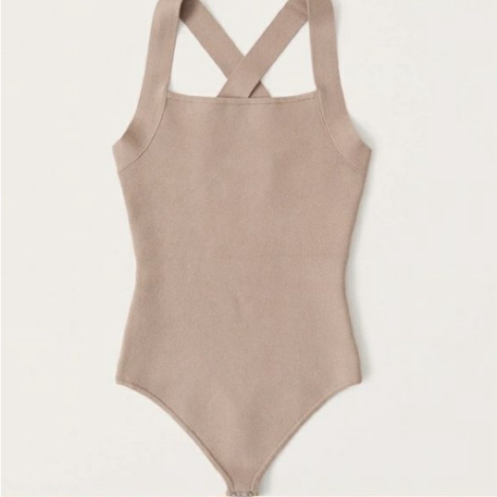 Abercrombie crossback sweater bodysuit small tan
